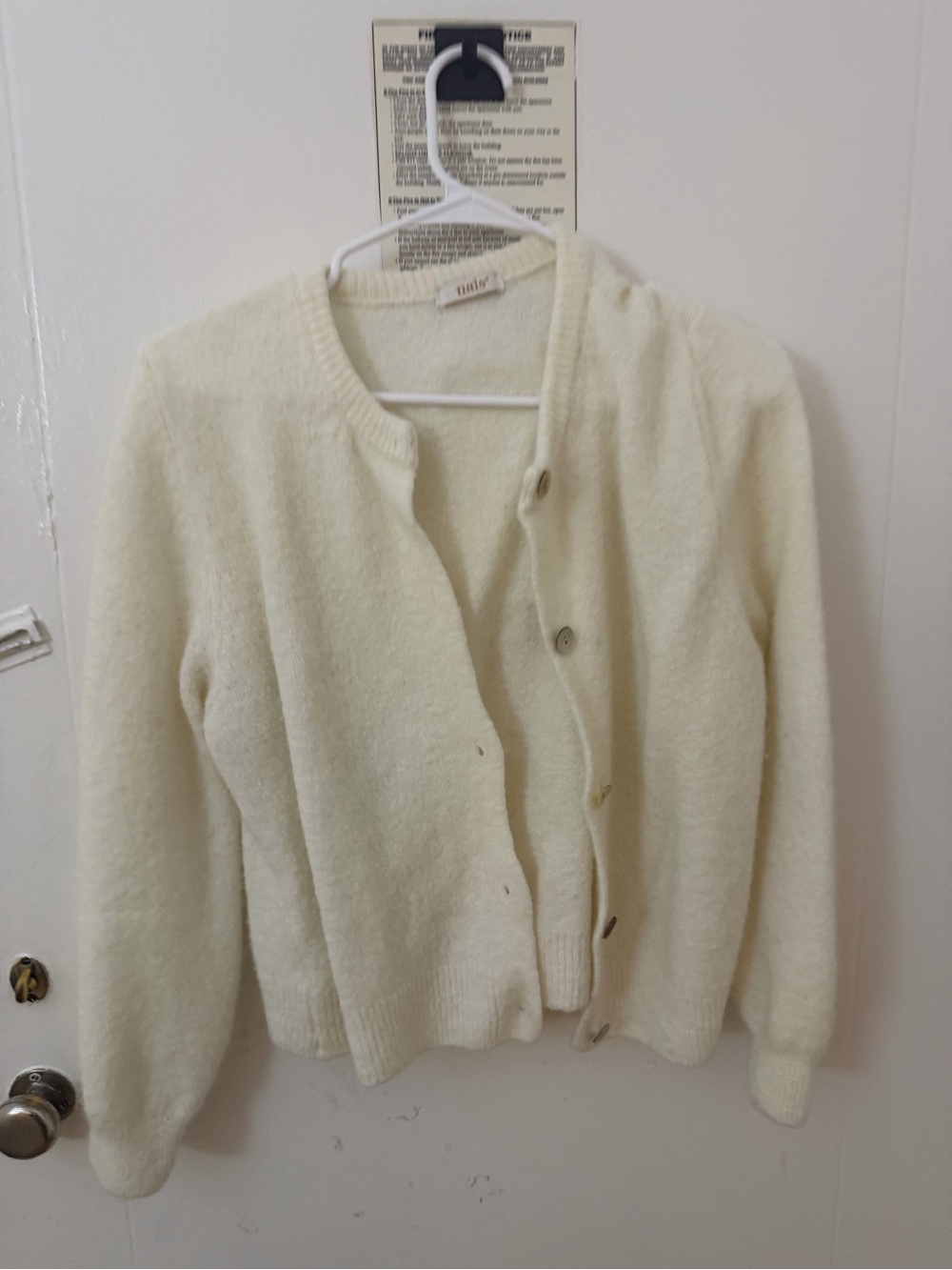 Aritzia Cream Button-Up Knit Cardigan